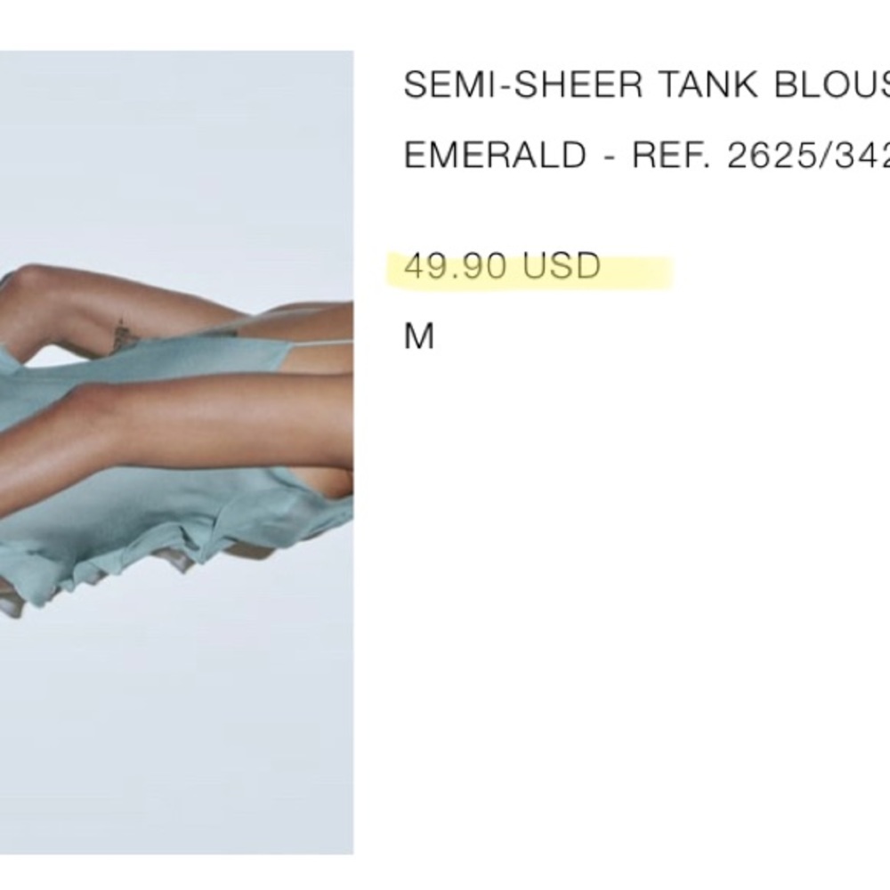 ZARA NEW W/Tag Semi Sheer Tank